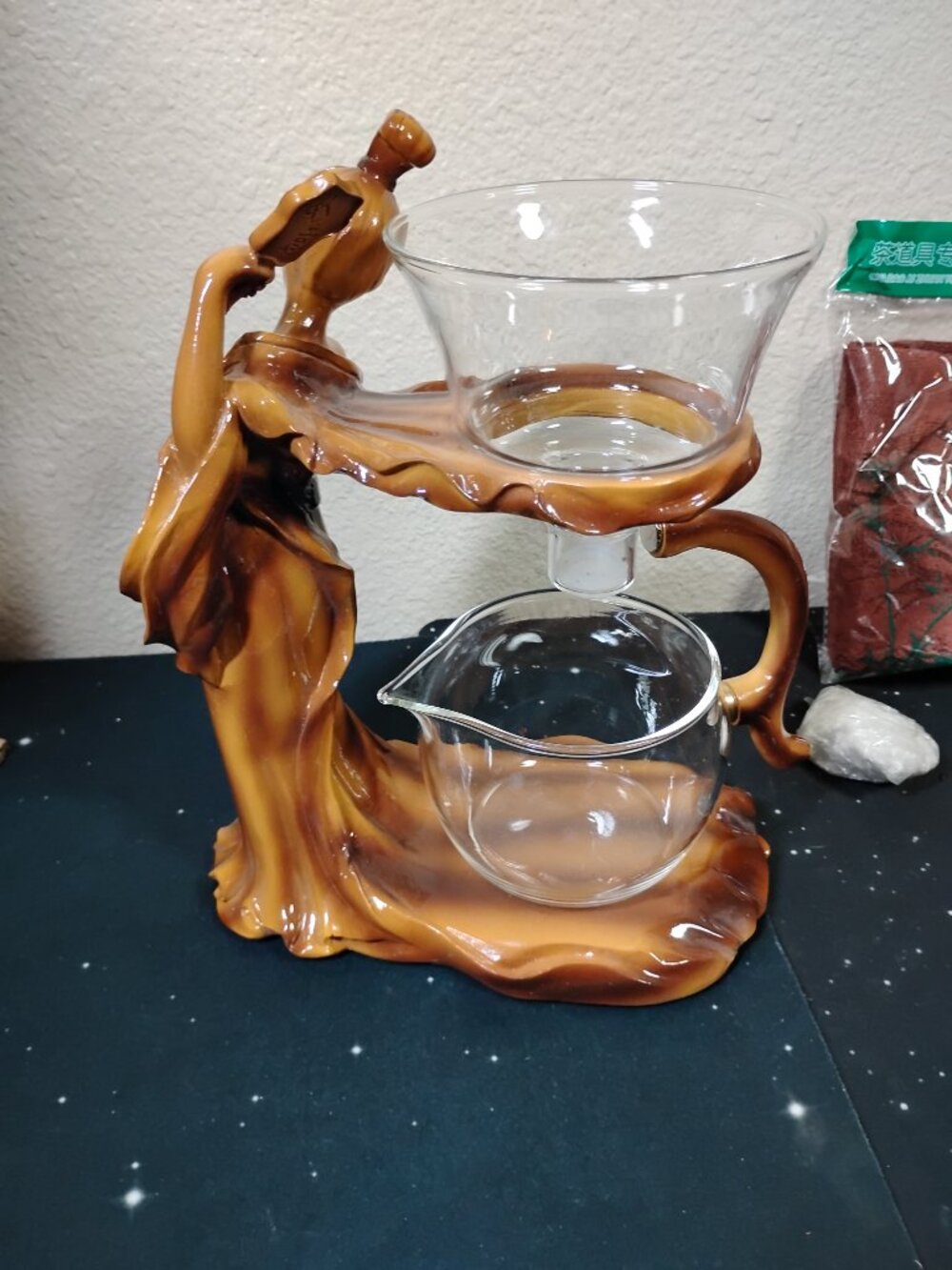 Chinese Lazy Kung Fu Glass Tea Set Magnetic Automatic Teapot Elegant Lady Stand - Picture 5 of 6